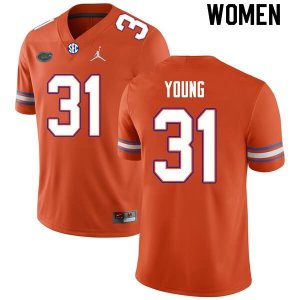 Women's Florida Gators #31 Jordan Young NCAA Nike Orange Authentic Stitched College Football Jersey FCL3762BF